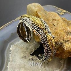 Carolyn Pollack Vintage Sterling Silver & Brass Engraved Bracelet For Women