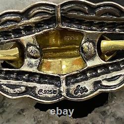 Carolyn Pollack Vintage Sterling Silver & Brass Engraved Bracelet For Women