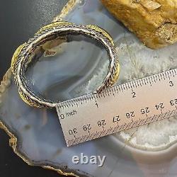 Carolyn Pollack Vintage Sterling Silver & Brass Engraved Bracelet For Women