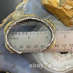 Carolyn Pollack Vintage Sterling Silver & Brass Engraved Bracelet For Women
