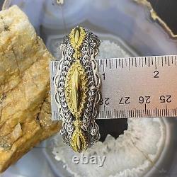Carolyn Pollack Vintage Sterling Silver & Brass Engraved Bracelet For Women