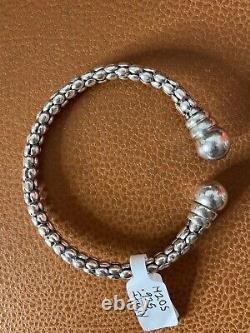 Caviar Sterling Silver Beaded Torque Cuff Bracelet