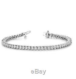 Certified 3.25Ct Round White Diamond Prong Tennis Bracelet 7 Sterling Silver
