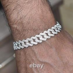 Certified 5Ct Diamonds Cuban Men's Link Bracelet in 925 Silver, 8 Inches