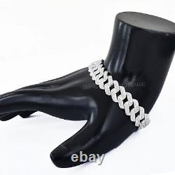 Certified 5Ct Diamonds Cuban Men's Link Bracelet in 925 Silver, 8 Inches