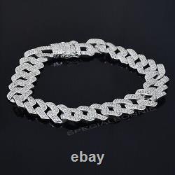 Certified 5Ct Diamonds Cuban Men's Link Bracelet in 925 Silver, 8 Inches