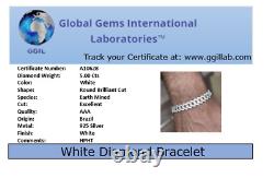Certified 5Ct Diamonds Cuban Men's Link Bracelet in 925 Silver, 8 Inches