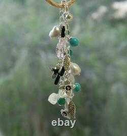 Charm Bracelet Pearl, Agate and Turquoise Gemstones Sterling Silver New 21cm