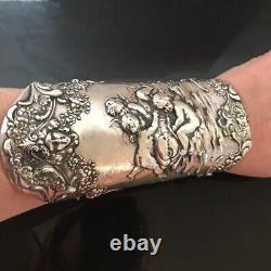 Cherub Gorham Sterling Silver 925 Bracer Wide Cuff Bracelet Gladiator Victorian