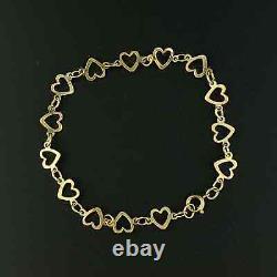 Chic and Timeless Vintage 10K Yellow Gold Over Heart Chain Bracelet in 7 1/4
