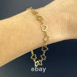 Chic and Timeless Vintage 10K Yellow Gold Over Heart Chain Bracelet in 7 1/4