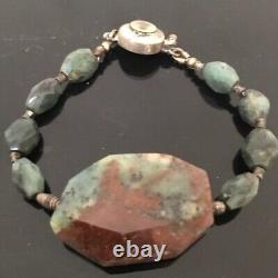 Chrysoprase Genuine Emerald Sterling Silver Bracelet 925 Gemstone Gift Handmade