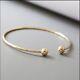 Classic Adjustable Open Cuff Ball Bangle Bracelet In Real 925 Sterling Silver