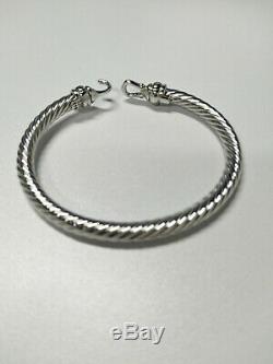 Classic David Yurman 925 Sterling Silver 5mm Buckle Cable Bracelet with 18k Gold