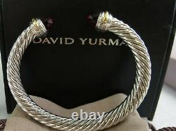 Classic David Yurman 925 Sterling Silver Red Garnet 14k Gold 7mm Bracelet Size M