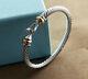 Classic David Yurman Cable Buckle 925 Sterling Silver Bracelet With 18k Gold 5mm
