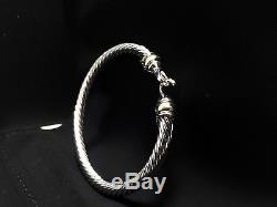 Classic David Yurman Cable Buckle 925 Sterling Silver Bracelet With 18k Gold 5mm