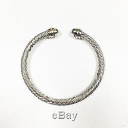 Classic David Yurman Cable Cuff 925 Sterling Silver Bracelet With 18k Gold 5mm