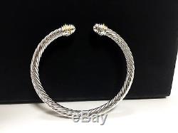 Classic David Yurman Cable Cuff 925 Sterling Silver Bracelet With 18k Gold 5mm