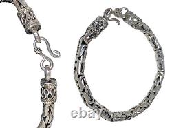 Classic Vintage Byzantine Link Sterling Silver Bracelet filigree hook closure 7