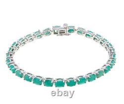 Colleen Lopez Sterling Silver 11CTW Oval Green Emerald Line Bracelet, 7.5in