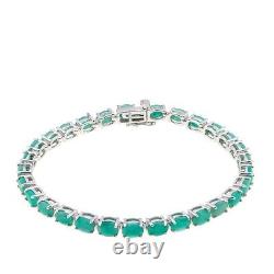 Colleen Lopez Sterling Silver 11CTW Oval Green Emerald Line Bracelet, 7.5in