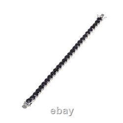 Colleen Lopez Sterling Silver CushionCut Black Spinel Line Bracelet. 7-1/4