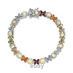 Ct 11.3 925 Sterling Silver Opal Red Garnet Tennis Bracelet for Women Size 7.25