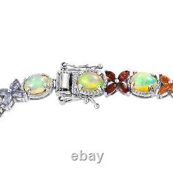 Ct 11.3 925 Sterling Silver Opal Red Garnet Tennis Bracelet for Women Size 7.25