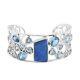 Ct 13.4 925 Sterling Silver Opal Blue Topaz Cuff Bangle Bracelet Jewelry Size 7