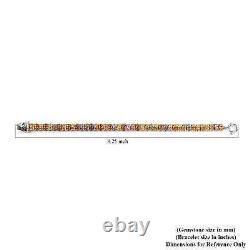 Ct 18.5 925 Sterling Silver Green Yellow Sapphire Tennis Bracelet Gift Size 8