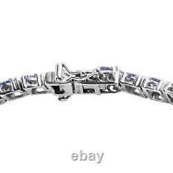 Ct 6 Sterling Silver Platinum Plated Blue Tanzanite Tennis Bracelet Size 7.25
