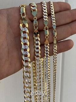 Cuban Link Chain Bracelet 14k Gold Plated Real Solid 925 Silver Necklace 5-11mm