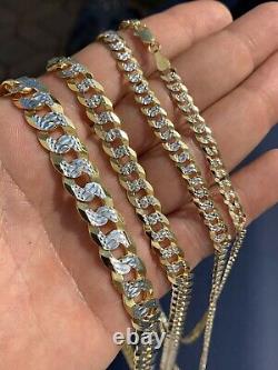 Cuban Link Chain Bracelet 14k Gold Plated Real Solid 925 Silver Necklace 5-11mm