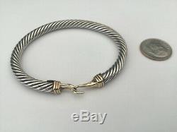 DAVID YURMAN 14K Yellow Gold Sterling Silver 5MM Cable Bangle Bracelet 6 L
