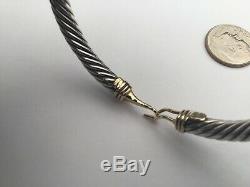 DAVID YURMAN 14K Yellow Gold Sterling Silver 5MM Cable Bangle Bracelet 6 L