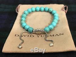 DAVID YURMAN 8mm Spiritual Bead Bracelet Sterling Silver With Turquoise NWOT