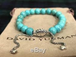 DAVID YURMAN 8mm Spiritual Bead Bracelet Sterling Silver With Turquoise NWOT