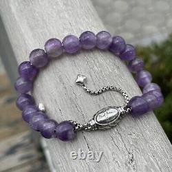 DAVID YURMAN Amethyst Spiritual 8mm Bead Bracelet Sterling Silver 925