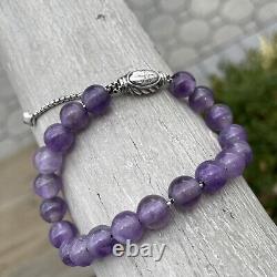 DAVID YURMAN Amethyst Spiritual 8mm Bead Bracelet Sterling Silver 925