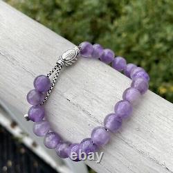 DAVID YURMAN Amethyst Spiritual 8mm Bead Bracelet Sterling Silver 925