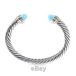 DAVID YURMAN Cable Classic Bracelet withCabochon Turquoise & 14K Gold 7mm $825 NEW