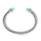David Yurman Cable Classic Bracelet Withcabochon Turquoise & 14k Gold 7mm $825 New