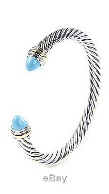 DAVID YURMAN Cable Classic Bracelet withCabochon Turquoise & 14K Gold 7mm $825 NEW