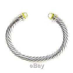 DAVID YURMAN Cable Classic Bracelet with Lemon Citrine & 14K Gold 7mm $695 NEW