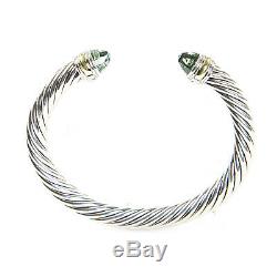 DAVID YURMAN Cable Classic Bracelet with Prasiolite & 14K Gold 7mm $695 NEW