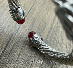 DAVID YURMAN Classic 10MM Cable Garnet Sterling Silver Cuff Bracelet