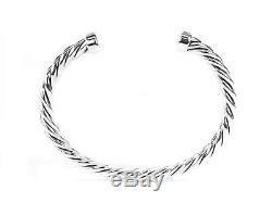 DAVID YURMAN Men's Sterling Silver Cable Classic Cuff Bracelet Sz M $475 NEW
