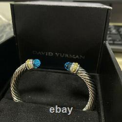 DAVID YURMAN New Cable Classic Bracelet with Blue Topaz & Sterling Silver 7mm L