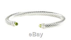 DAVID YURMAN Peridot Sterling Silver Cable Classics Bracelet 5mm $725 NEW